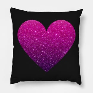 Hot Pink and Purple Ombre Faux Glitter Heart Pillow