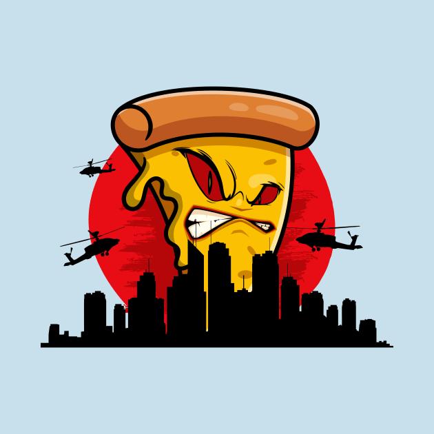 Evil pizza and city by My Happy-Design