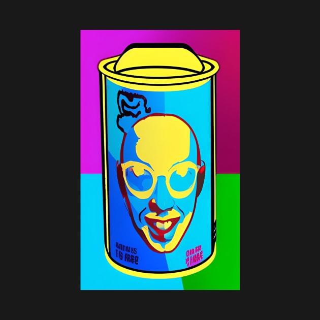 a can with a picture of a man&#39;s face on it, inspired by Andy Warhol, behance contest winner, pop art by Psychedeers