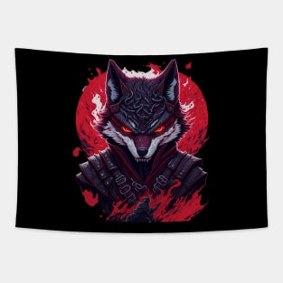 evil ninja wolf face Tapestry