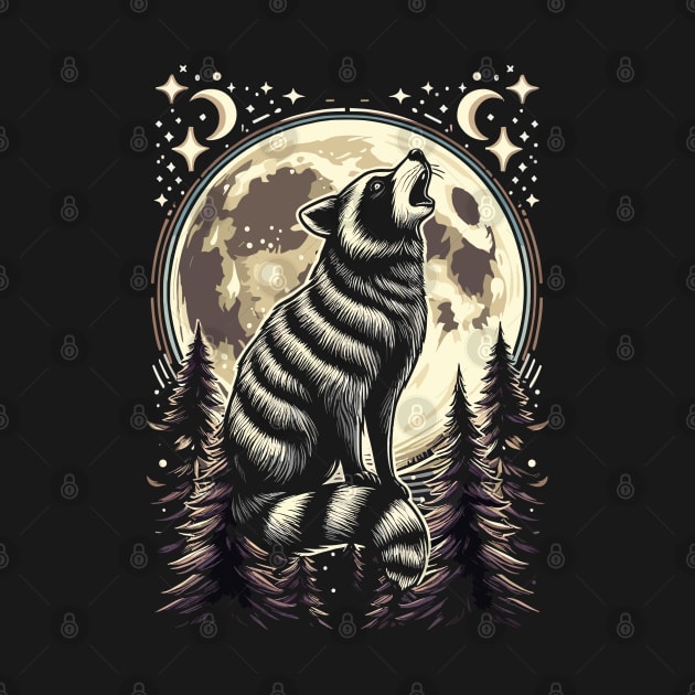 Raccoon Howling at the Moon by JessArty