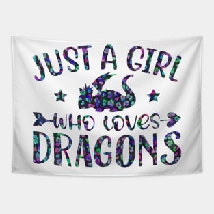 Just A Girl Who Loves Dragons Blue Confetti Leopard Tapestry