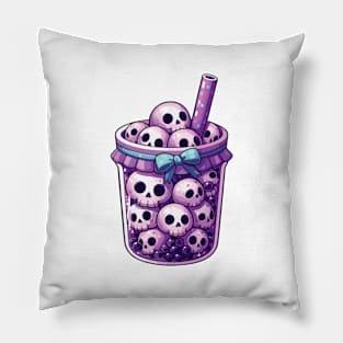 Bubble Tea Skulls Pillow