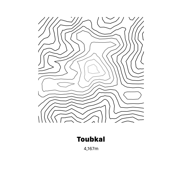 Toubkal Topographic Map by Visitify