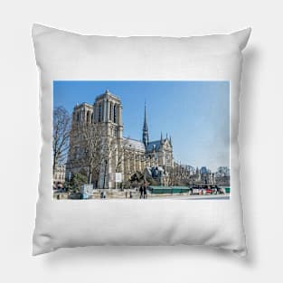 Paris Notre Dame Cathedral view Pillow