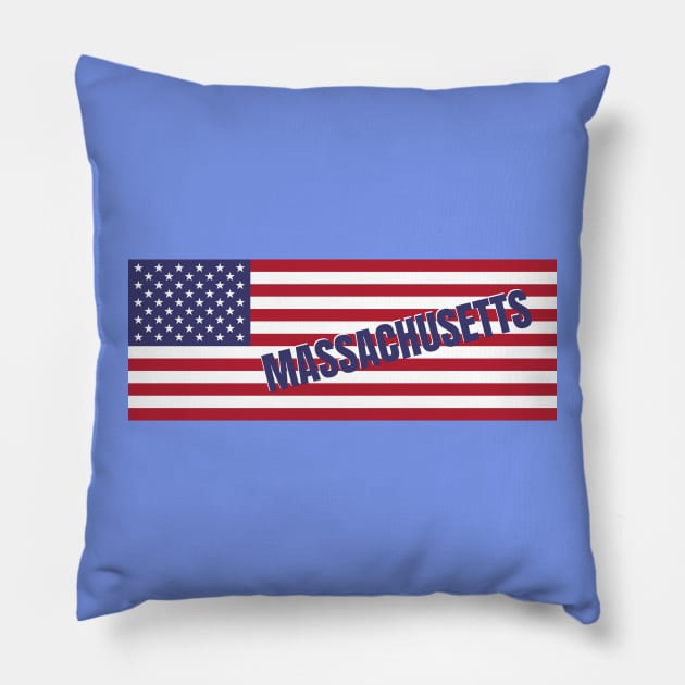 Massachusetts State in American Flag Pillow by aybe7elf