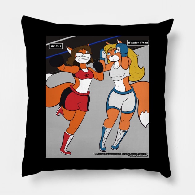 Foxy Boxing- AK Girl v Wondervixen (Art by HM Studios) Pillow by Reynard City