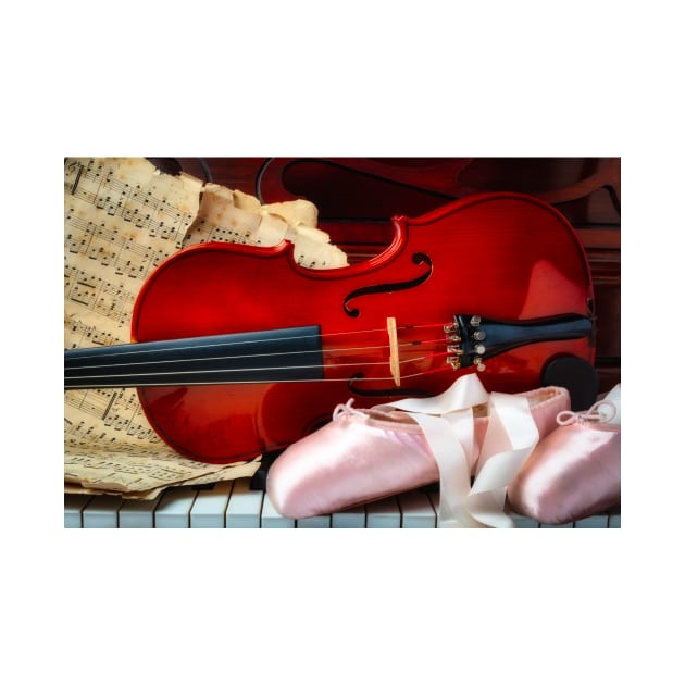 Violin And pointe Slippers And Sheet Music by photogarry