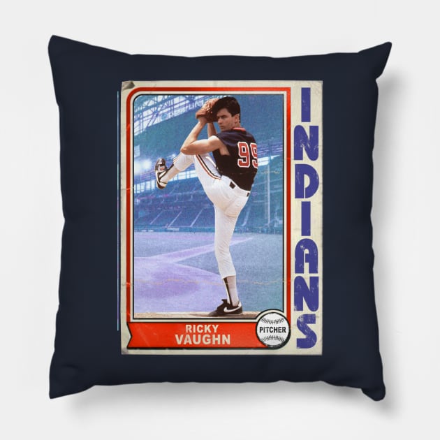 Ricky 'Wild Thing' Vaughn Retro Trading Card Pillow by darklordpug