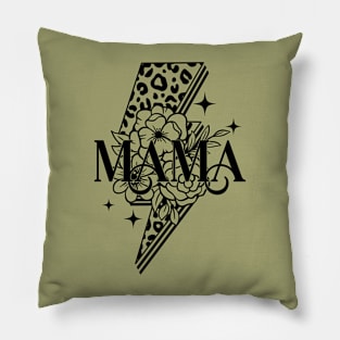 MAMA Light bolt Floral Leopard print Mother's Day Vintage Pillow