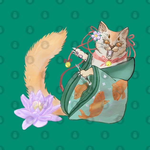 japan cat with kimono by NevermindOnArt