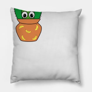 Cute Cactus Design #318: Cactus In Cute Pot With Bananas Pillow