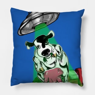 Cow and Flying Saucer. We have come for your Milk Products Pillow