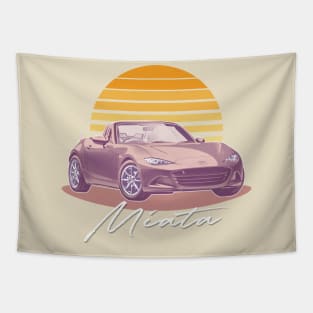 Mazda Miata / Retro Style Sunset Design Tapestry