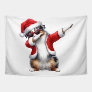 Christmas Australian Shepherd Dog Dabbing Dance Tapestry