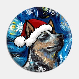 Santa Blue Heeler Pin