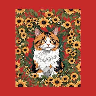 Maryland Calico Cat And Black Eyed Susan Flowers 2 T-Shirt