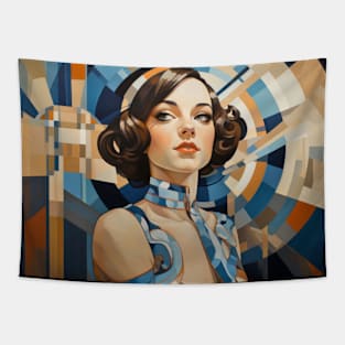 Beauty Woman Retro Abstract Colorful Painting Tapestry