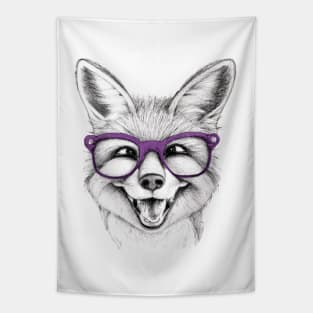 Smiling baby fox with glasses Tapestry