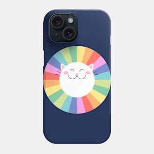 Happy Smiley Cat on Colorful Rainbow Phone Case