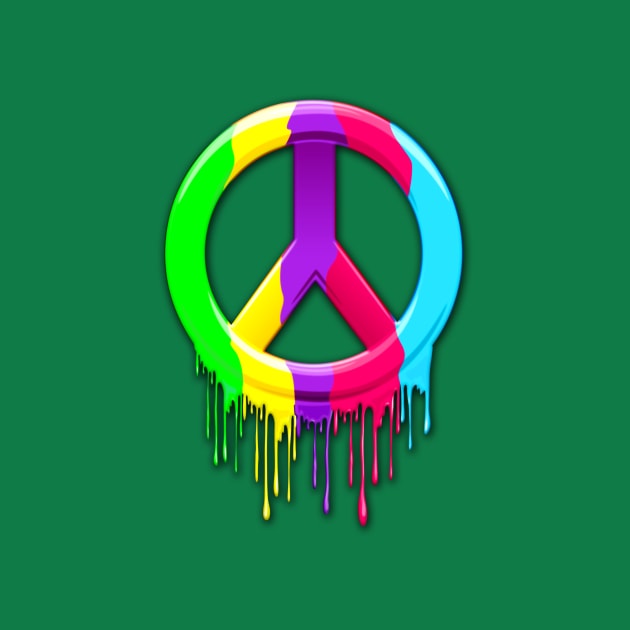 Peace Symbol Dripping Rainbow Paint by BluedarkArt