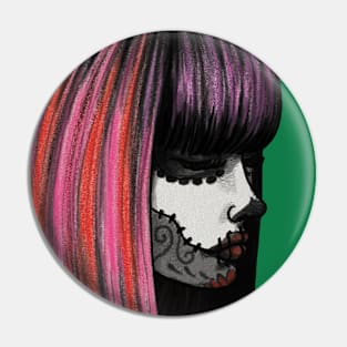 Purple hair skull girl Pin