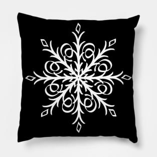 White Snowflake Mandala Winter art Pillow