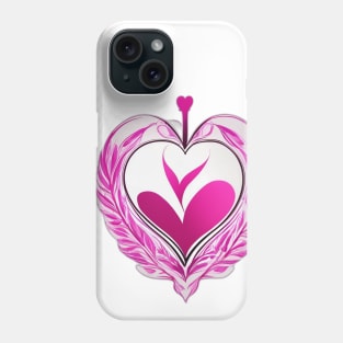 Vivid Pink Feathered Heart Design No. 703 Phone Case