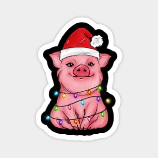 Pig Christmas Lights Merry Pigmas Magnet