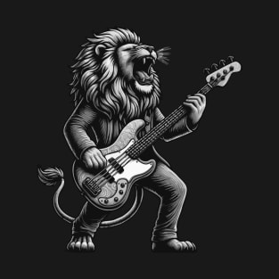 Lion Groove King: Roaring Bass [Gray Scale] T-Shirt