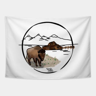 A bison in Wyoming - nature Tapestry