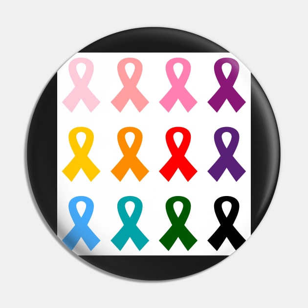 Colorful cancer ribbons Pin by BEEANDGLOWFASHION