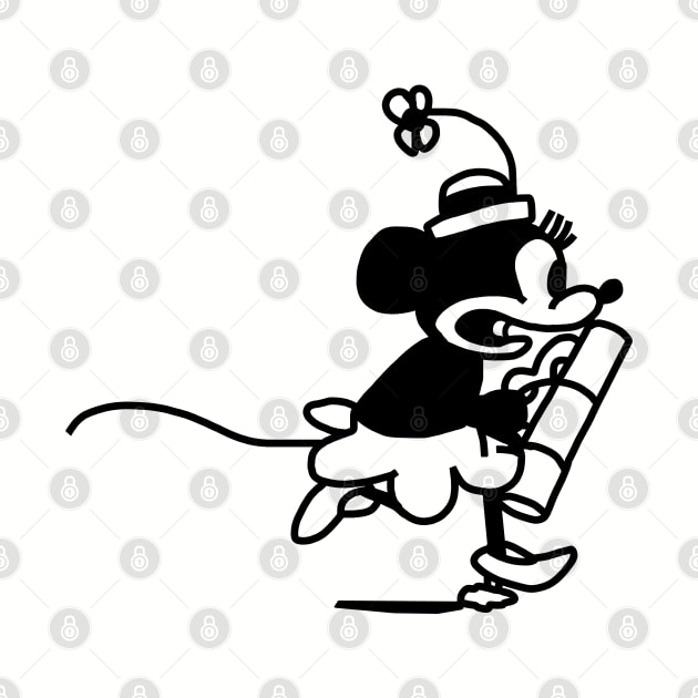 Steamboat Willie 1928 Cartoon Girl Mouse by ellenhenryart