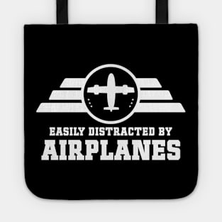 Easily Distracted by Airplanes Fantastic Funny Aviation Quote Tote