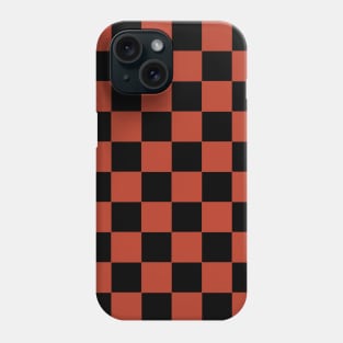 Burnt Orange and Black Chessboard Pattern Phone Case