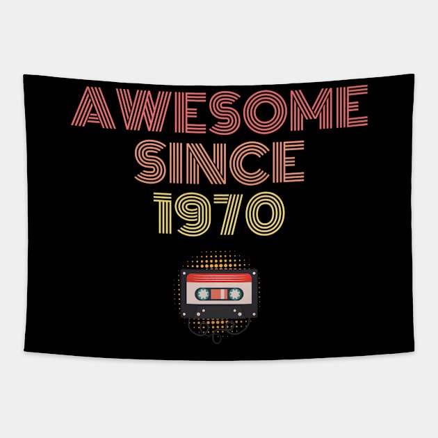 50th Birthday Awesome Since 1970 Gift Design Tapestry by New East 