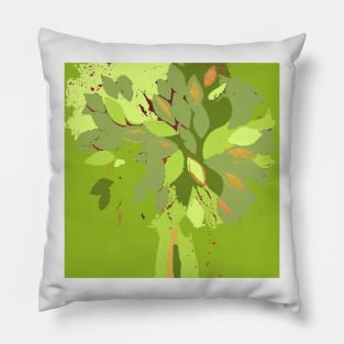 Tree, spring leaf green yellow fiber art textile photography mixed media digital Pillow