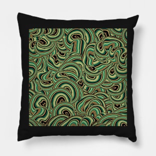 Swirly Textured Ribbons, Green Earthy Hues Pillow