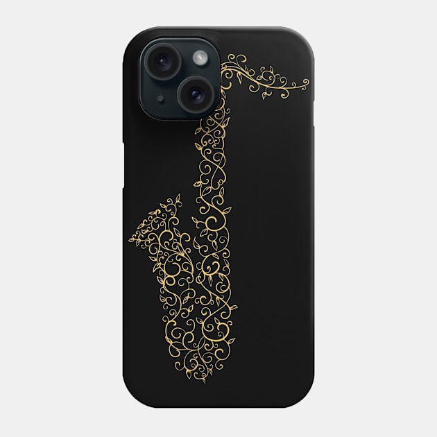 Ornamental Saxophone - Jazz Music Phone Case by JFDesign123