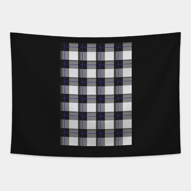 Black and White plaid with blue stripe Tapestry by Schadow-Studio