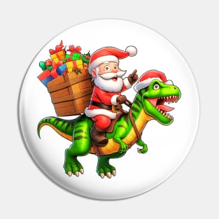 Santa Claus Riding T-REX Pin