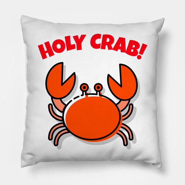 Holy Crab! Cute crab cartoon pun Pillow by ExpressiveThreads