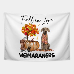 Fall In Love With Weimaraners Fall Pumpkin Thanksgiving Tapestry