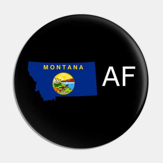 Montana Flag State Outline AF (white) Pin by Big Term Designs