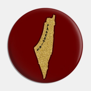 Palestinian Gold Glitter Map Area 27027 KM2 Palestine Will Be Free Solidarity Design -blk Pin