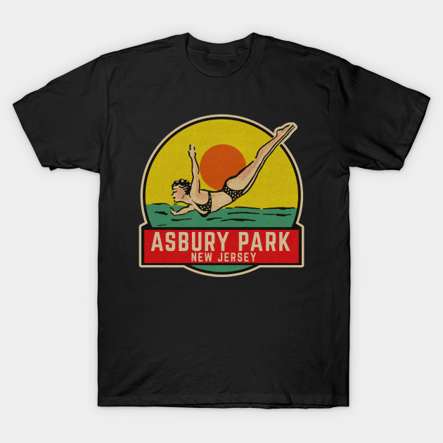 Vintage Asbury Park Travel Decal - Asbury Park New Jersey - T-Shirt