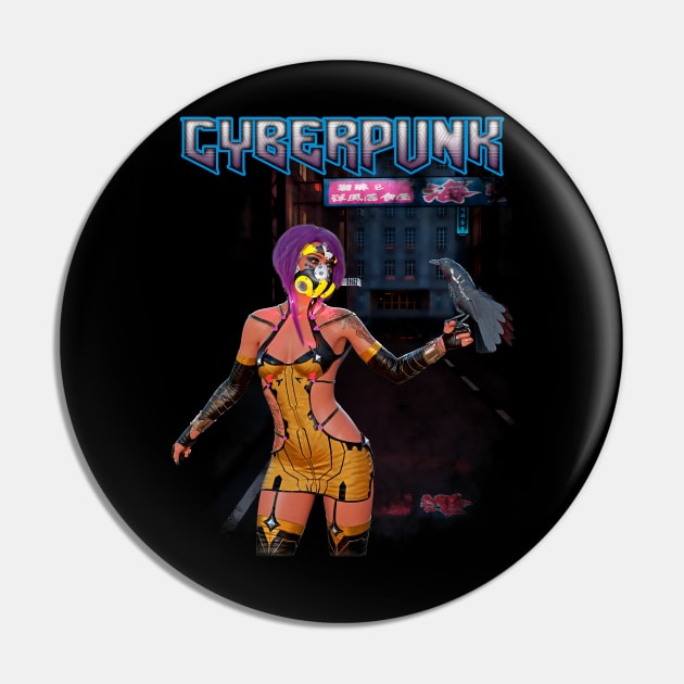 Cyberpunk Crow Pin by Artwork Simpson