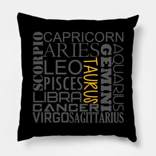 Taurus Zodiac Montage Pillow