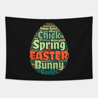 Colorful Easter Egg Shaped Word Cloud Tapestry