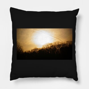 Golden Sunset in Overcast Sky Pillow